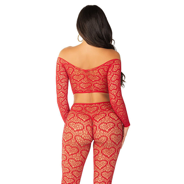 Комплект топ и леггинсы Leg Avenue Off The Shoulder, One Size, Red, длинный рукав
