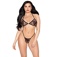Комплект Leg Avenue Fishnet Bra Top and G-String Panty One Size Black