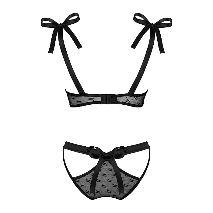 Напівпрозорий еротичний комплект Obsessive Obsessivia 2-pcs set black S/M, бюстгальтер та трусики, а