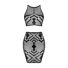 Эротичный полупрозрачный комплект Obsessive K101 top & skirt S/M/L, топ, юбка