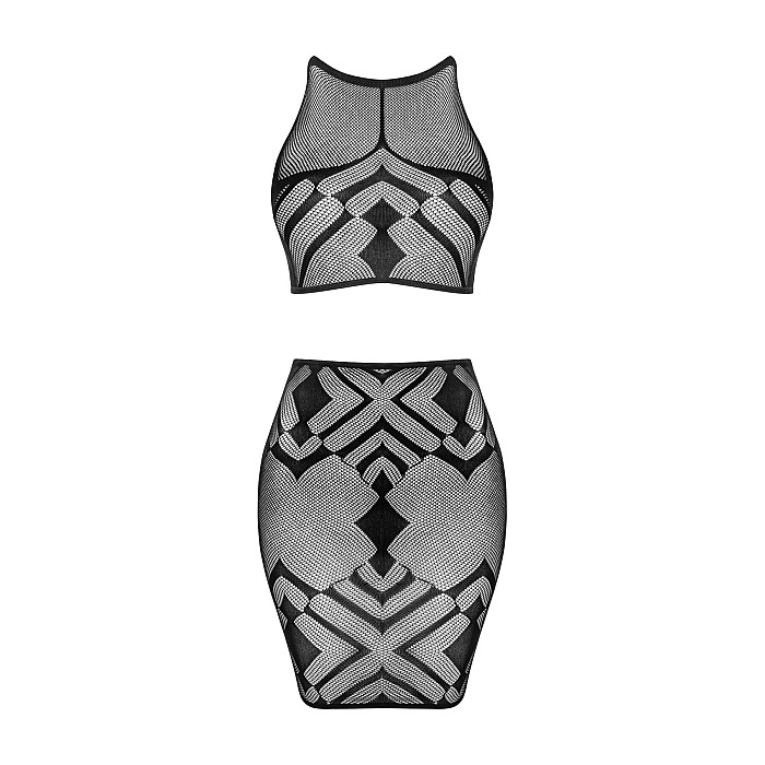 Эротичный полупрозрачный комплект Obsessive K101 top & skirt S/M/L, топ, юбка