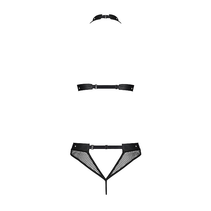 Белье с открытым доступом Passion MOONLIGHT SET XXL/XXXL black, топ, стринги