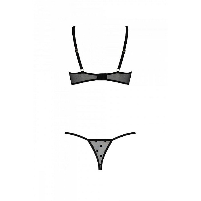 Эротический комплект Passion MARINA SET WITH OPEN BRA, XXL/XXXL, black, открытые чашки