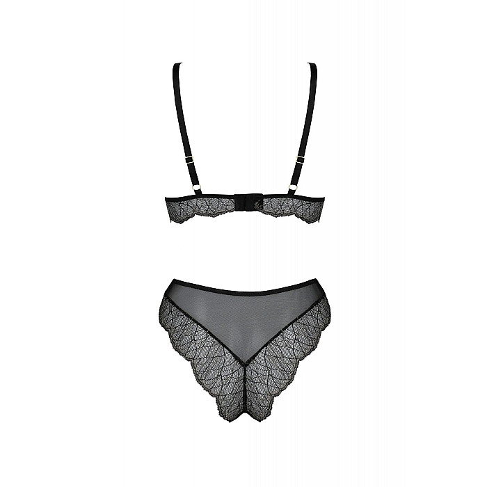 Комплект білизни Passion AMBERLY SET 4XL/5XL black, ліф, трусики бразиліана, люрексова нитка