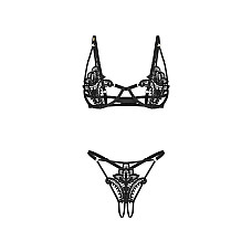 Комплект Obsessive Luise Sublim Black 2-pcs crotchless set 2XL/3XL