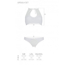 Комплект: бра, трусики с ажурным декором и открытым шагом URSULA SET L/XL, white