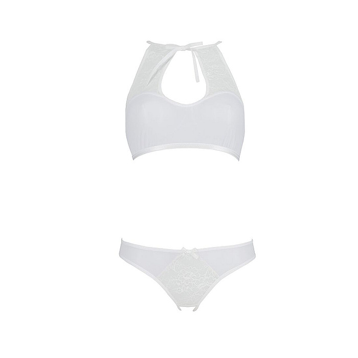 Комплект: бра, трусики с ажурным декором и открытым шагом URSULA SET L/XL, white