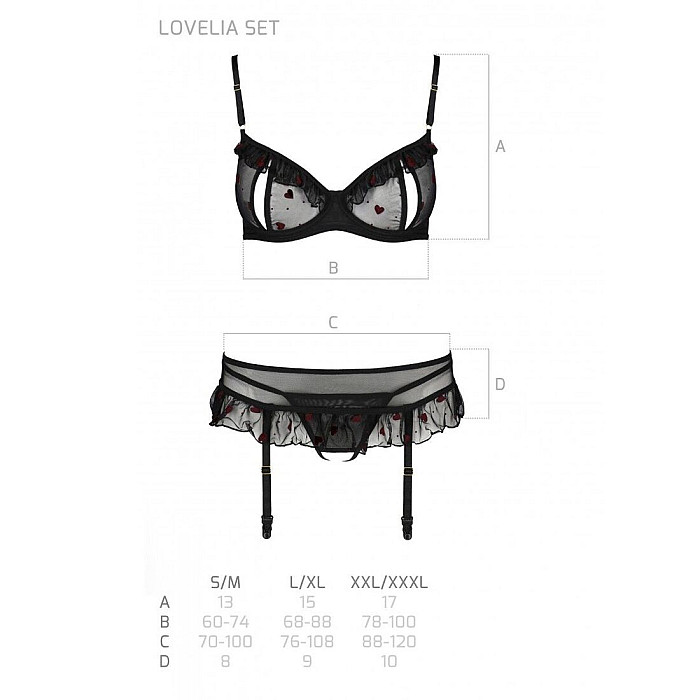 Сексуальный комплект с поясом для чулок Passion LOVELIA SET L/XL, black