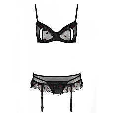 Сексуальный комплект с поясом для чулок Passion LOVELIA SET L/XL, black