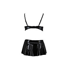 Комплект белья под латекс Passion DEBY SET XXL/XXXL, black, лиф, мини-юбочка, стринги