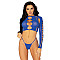 Комплект Leg Avenue Long sleeve crop top & string Royal Blue One Size