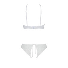 Комплект із бра, трусиків з ажурним декором та відкритим кроком Passion URSULA SET S/M, white