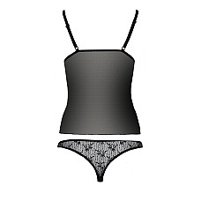 Комплект белья Passion MELISSA SET XXL/XXXL, black, лиф-сорочка со шнуровкой и трусики
