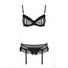 Сексуальний комплект з поясом для панчіх Passion LOVELIA SET S/M, black
