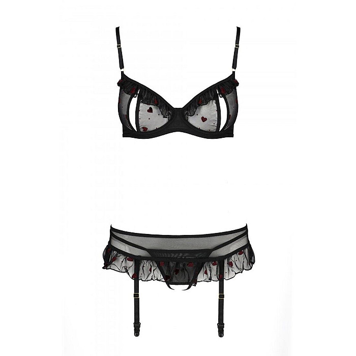 Сексуальный комплект с поясом для чулок Passion LOVELIA SET S/M, black
