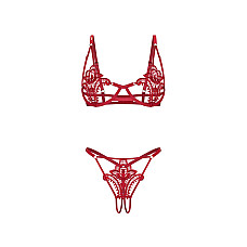 Комплект Obsessive Luise Sublim Red 2-pcs crotchless set L/XL