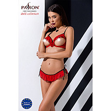 Комплект белья Passion Exclusive CHERRY SET OpenBra L/XL, red, открытый лиф, трусики-юбочка
