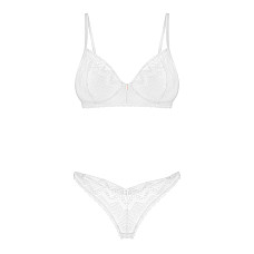 Комплект Obsessive Alissium 2-pcs set, XL/2XL, кружево, лиф с мягкой чашкой, трусики танга