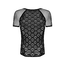 Мужская полупрозрачная футболка с орнаментом Obsessive T102 T-shirt S/M/L, черная