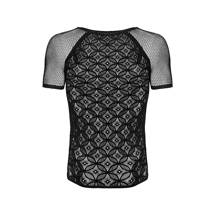 Мужская полупрозрачная футболка с орнаментом Obsessive T102 T-shirt S/M/L, черная