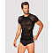 Мужская полупрозрачная футболка с орнаментом Obsessive T102 T-shirt S/M/L, черная