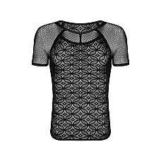 Мужская полупрозрачная футболка с орнаментом Obsessive T102 T-shirt S/M/L, черная