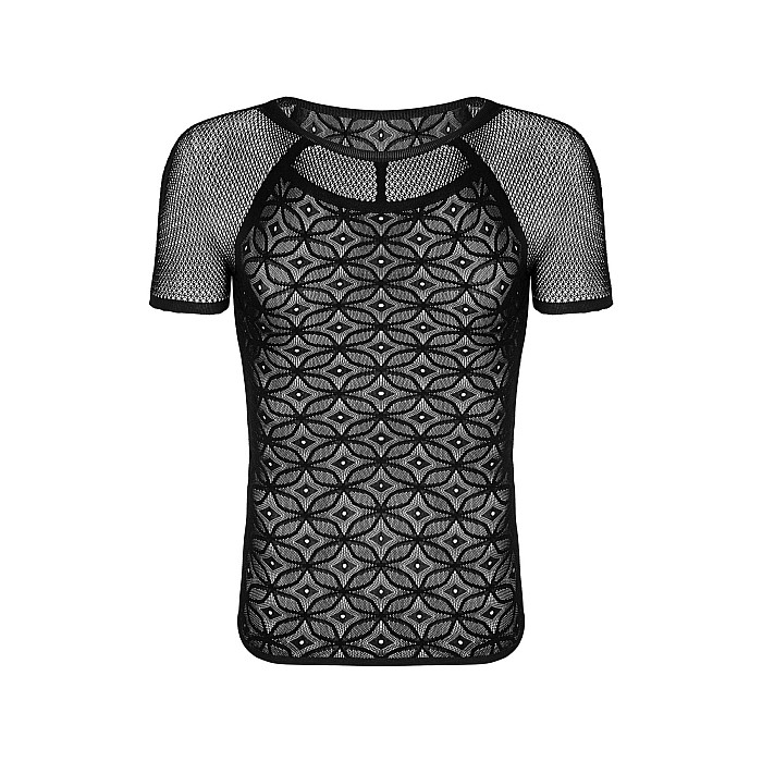 Мужская полупрозрачная футболка с орнаментом Obsessive T102 T-shirt S/M/L, черная