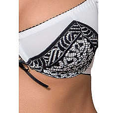 Распродажа!!! Комплект белья SUELO SET white XXL/XXXL — Passion: лиф, стринги, пояс для чулок