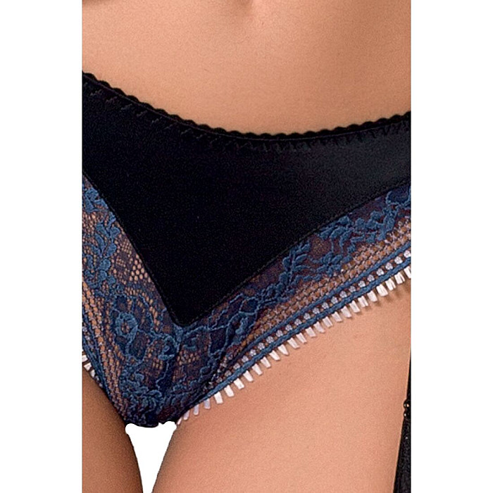 Комплект білизни Passion Exclusive GISELE SET S/M, чорний — ліф і трусики з підв'язками (пажами)