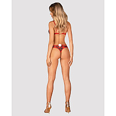 Комплект Obsessive Ms Merrilo 2-pcs set, XS/S, мягкий бюстгальтер и трусики с доступом и с помпоном