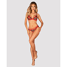 Комплект Obsessive Ms Merrilo 2-pcs set, XS/S, мягкий бюстгальтер и трусики с доступом и с помпоном