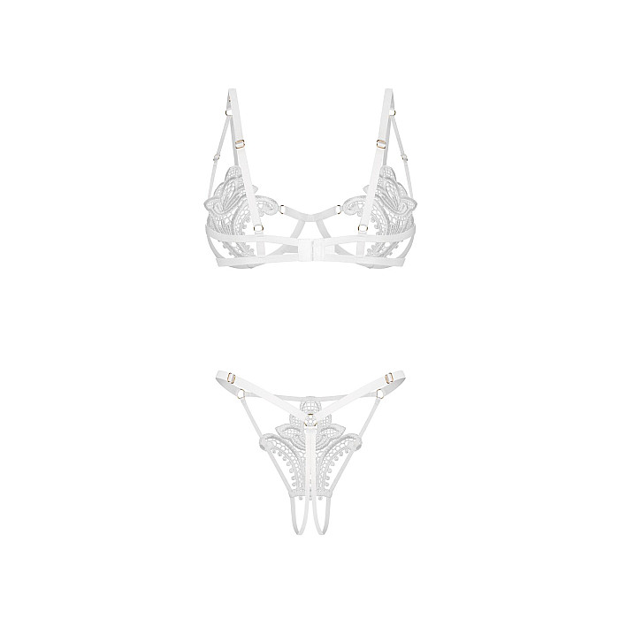 Комплект Obsessive Luise Sublim White 2-pcs crotchless set S/M
