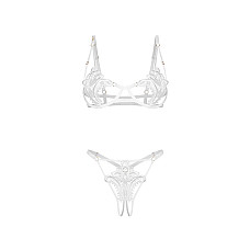 Комплект Obsessive Luise Sublim White 2-pcs crotchless set S/M