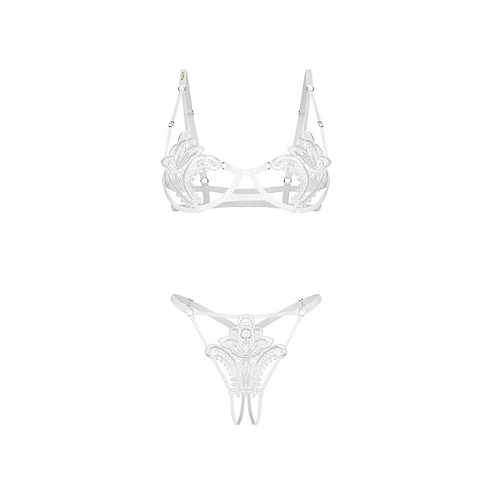 Комплект Obsessive Luise Sublim White 2-pcs crotchless set S/M
