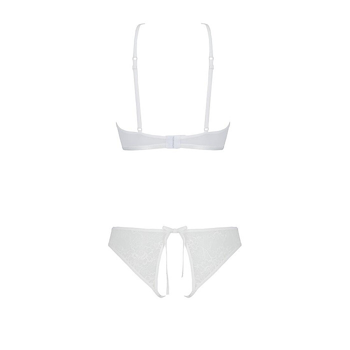 Комплект із бра, трусиків з ажурним декором та відкритим кроком Passion URSULA SET XXL/XXXL, white