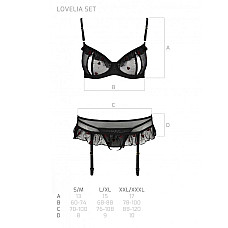 Сексуальный комплект с поясом для чулок Passion LOVELIA SET XXL/XXXL, black