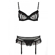Сексуальный комплект с поясом для чулок Passion LOVELIA SET XXL/XXXL, black