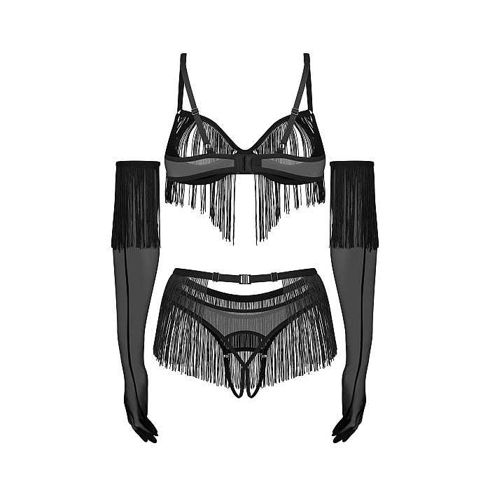 Комплект Obsessive Rossay Black 4-pcs crotchless set L/XL