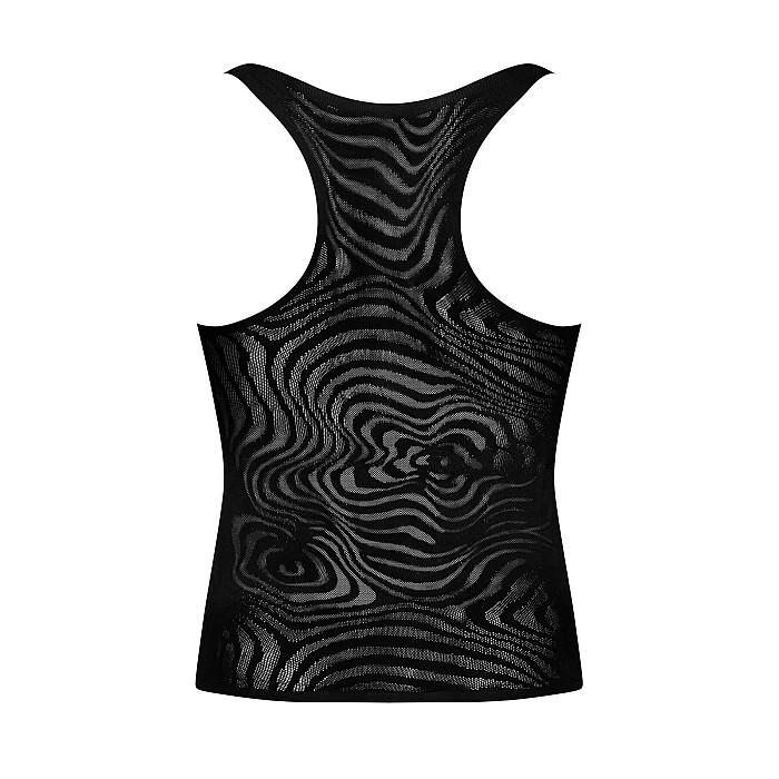 Мужская полупрозрачная майка-борцовка с узором Obsessive T103 tank top S/M/L, черная