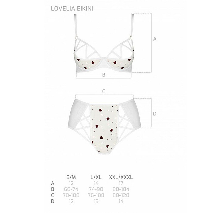 Эротический комплект с рисунком Passion LOVELIA BIKINI L/XL, white