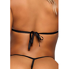 Эротический комплект с открытой чашкой Leg Avenue Open cup bra and pearl panty One Size Black