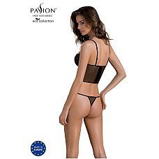 Комплект Passion KERRIA SET black, S/M, сетка+кружево, бюстье и стринги