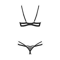 Комплект Obsessive Nutris 2-pcs crotchless set, XL/2XL, лиф с открытыми чашками, трусики с доступом