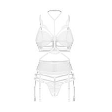 Комплект Obsessive Premisis White 3-pcs crotchless set 2XL/3X