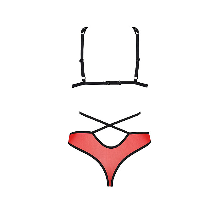 Комплект білизни Passion PEONIA SET S/M red, бра, трусики
