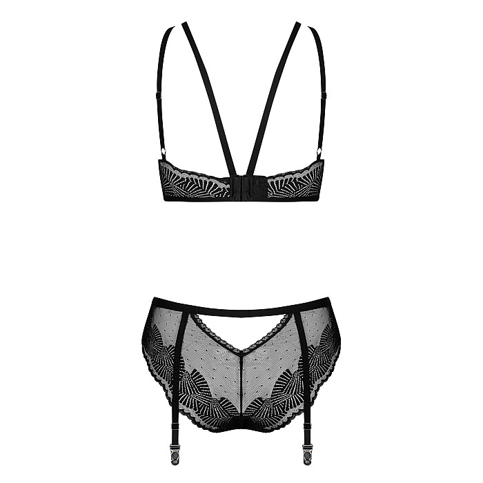 Комплект Obsessive Allastia 2-pcs set black S/M, регулируемые бретели, многоуровневая застежка