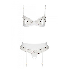 Сексуальний комплект з поясом для панчіх Passion LOVELIA SET S/M, white