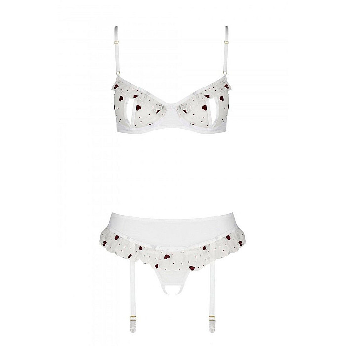 Сексуальный комплект с поясом для чулок Passion LOVELIA SET S/M, white