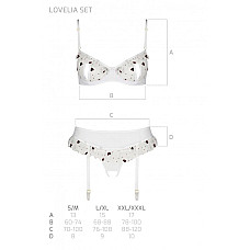 Сексуальний комплект з поясом для панчіх Passion LOVELIA SET S/M, white