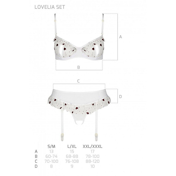 Сексуальный комплект с поясом для чулок Passion LOVELIA SET S/M, white
